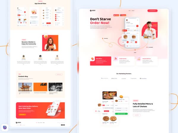 App food Divi Landing page App Food Delivery – Landing Page para Divi