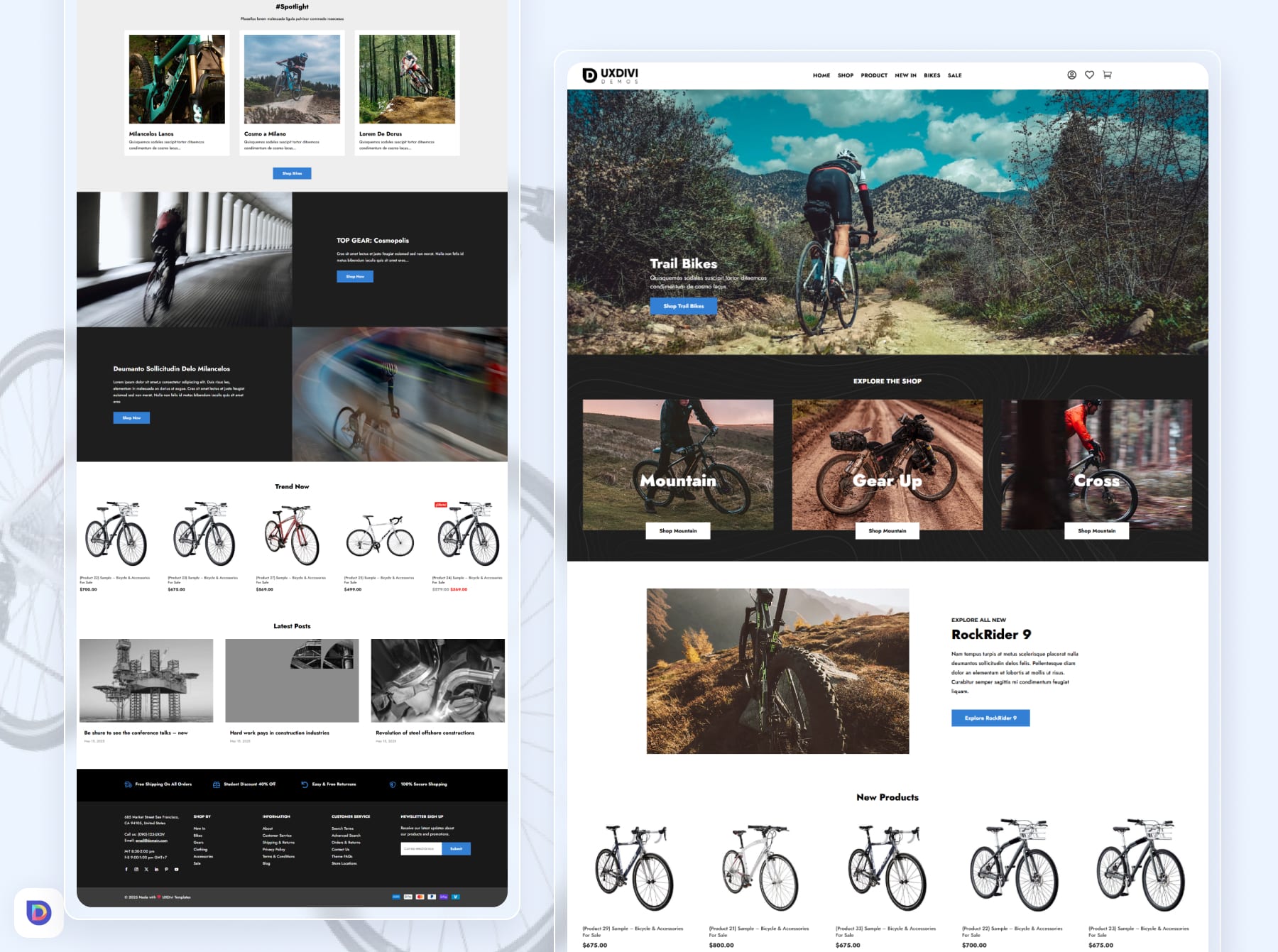 Landing Page Divi para Tienda de Bicicletas y Accesorios