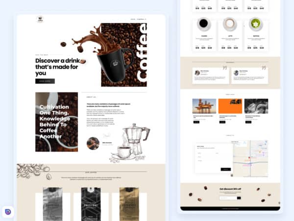 Coffe Shop #2 Divi Landing Page Landing Page Divi para Tienda Online de Café – Versión 2