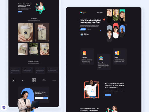 Plantilla Divi para Agencia Creativa estilo Darkmode
