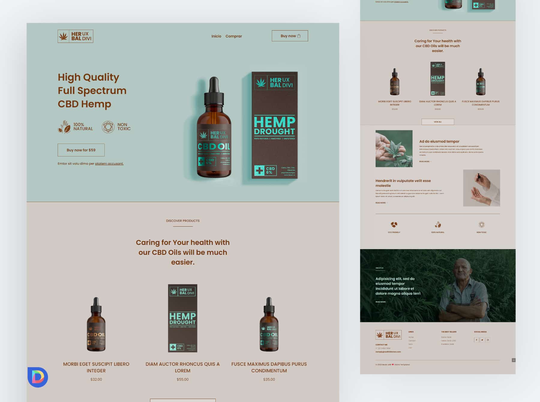 Herbal Product Divi Landing Page