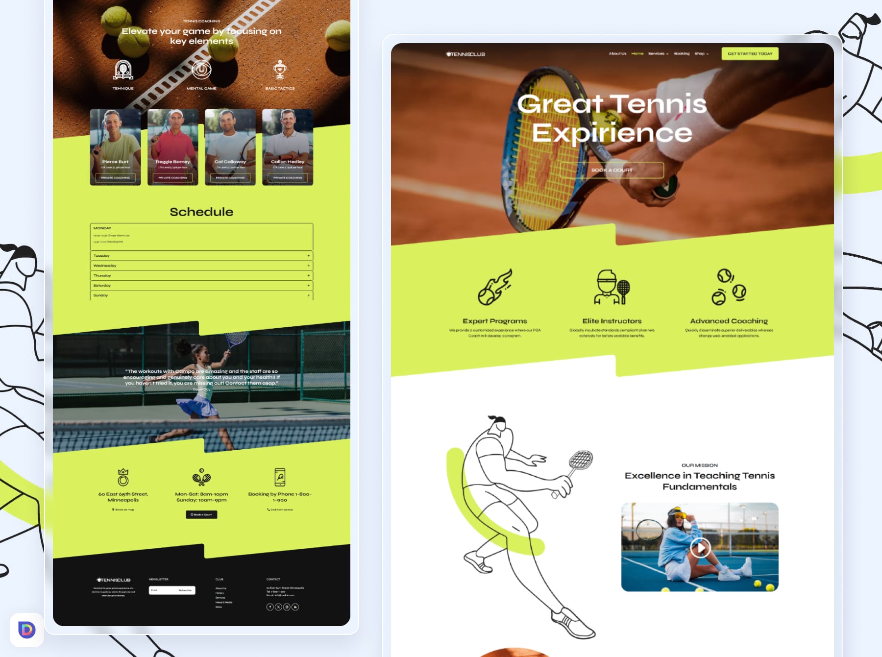 Tennis Club Divi Template1