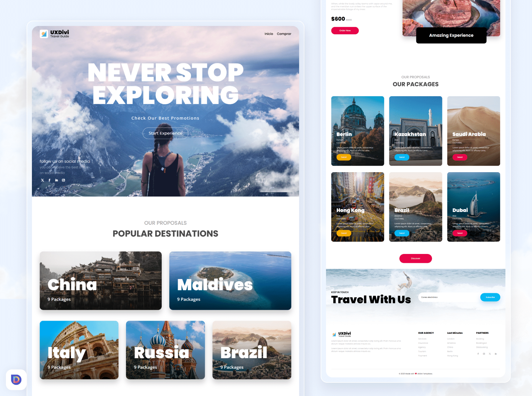 Travel Guide Divi Landing Page